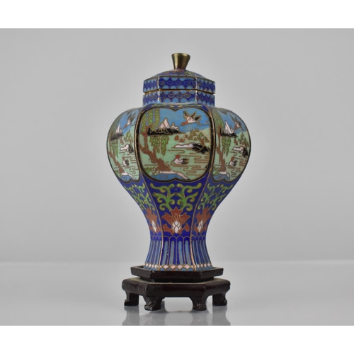 452 - A Japanese Cloisonne Vase of Hexagonal Globular Body having Short Neck and Tapering Foot to Hexagona... 