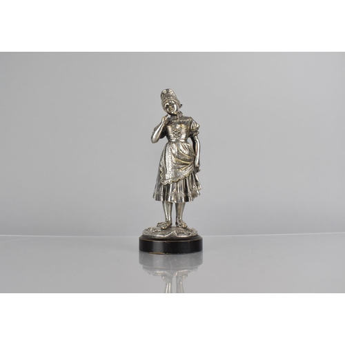 464 - An Early 20th Century Silver Plated Car Mascot/Figure of Maiden in Traditional Valendam Hat and Dres... 