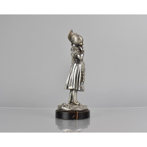 464 - An Early 20th Century Silver Plated Car Mascot/Figure of Maiden in Traditional Valendam Hat and Dres... 