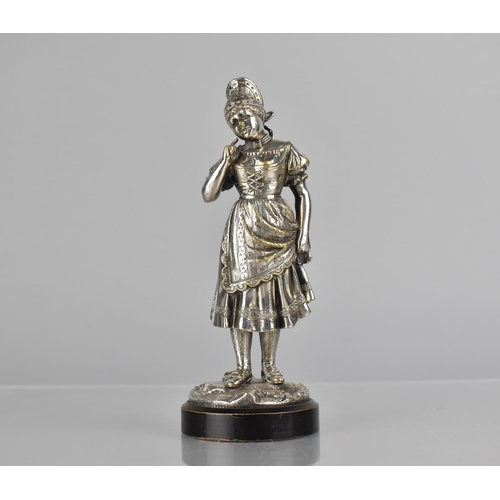 464 - An Early 20th Century Silver Plated Car Mascot/Figure of Maiden in Traditional Valendam Hat and Dres... 