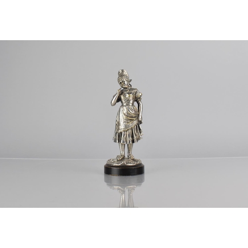 464 - An Early 20th Century Silver Plated Car Mascot/Figure of Maiden in Traditional Valendam Hat and Dres... 