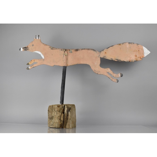 465 - A Large Fret Cut Painted Metal Weather Vane in the Form of a Galloping Fox, 88cms Long