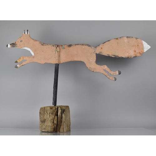 465 - A Large Fret Cut Painted Metal Weather Vane in the Form of a Galloping Fox, 88cms Long