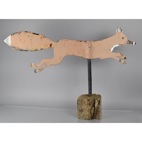 465 - A Large Fret Cut Painted Metal Weather Vane in the Form of a Galloping Fox, 88cms Long