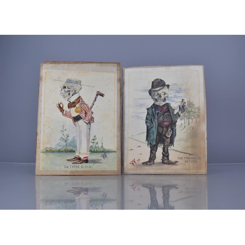 473 - Two Late Victorian Mounted but Unframed Watercolours Monogrammed WH Dated 1898 Depicting Suited Skel... 