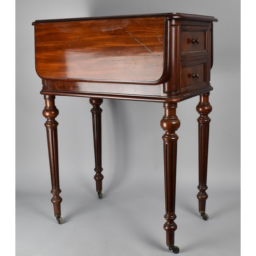 478 - A Victorian Mahogany Drop Leaf Work Table, The Rectangular Top with Drop Leaves having Rounded Corne... 