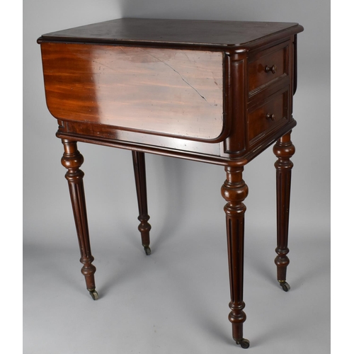 478 - A Victorian Mahogany Drop Leaf Work Table, The Rectangular Top with Drop Leaves having Rounded Corne... 