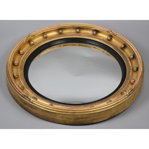 472 - A Regency Circular Gilt Framed Convex Wall Mirror, 60cm Diameter