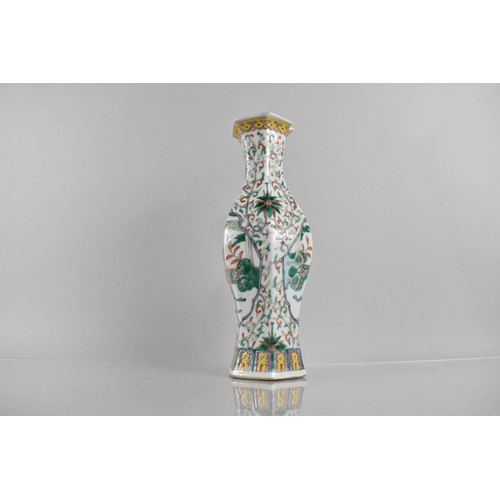 336 - A 19th Century Chinese Porcelain Vase of Hexagonal Baluster Form Decorated in the Famille Verte Pall... 