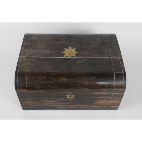 1 - A Late 19th Century Coromandel Jewellery Box with Quilted Satin Interior, Brass Star Escutcheon to H... 