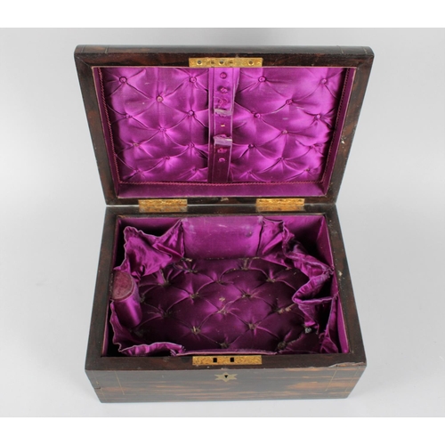 1 - A Late 19th Century Coromandel Jewellery Box with Quilted Satin Interior, Brass Star Escutcheon to H... 