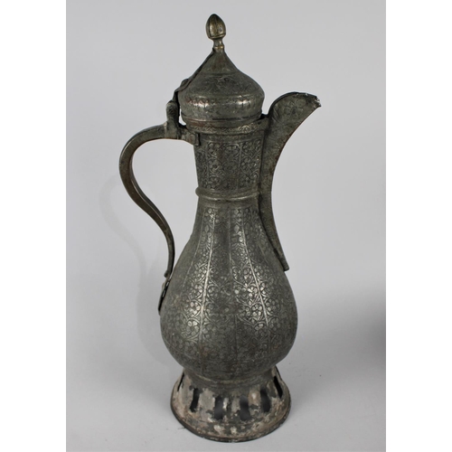 101 - A Large Islamic Tinned Copper Ewer, Hinged Lid, 51cms High