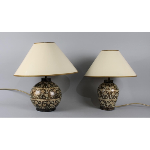 107 - A Pair of Indian Kashmiri Style Vase Shaped Table Lamps, Both with Shades