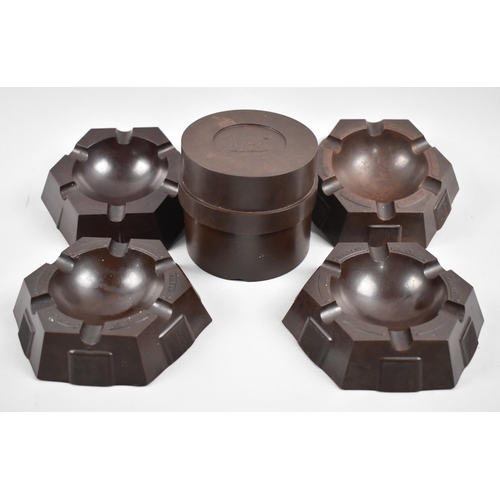 122 - A Collection of Four Vintage Bakelite Hexagonal Ashtrays, Three with Strikers Together with a Circul... 