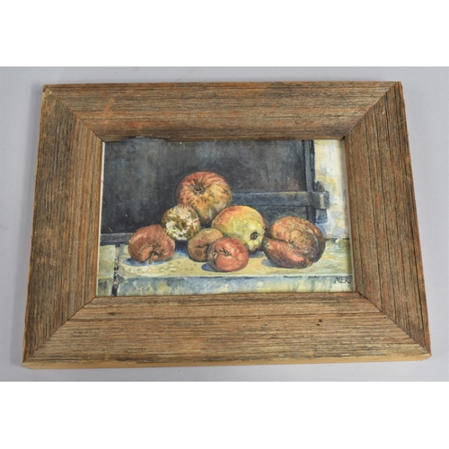 128 - A Framed Small Still Life Watercolour, Fruit, Monogrammed MER, 15x11cms