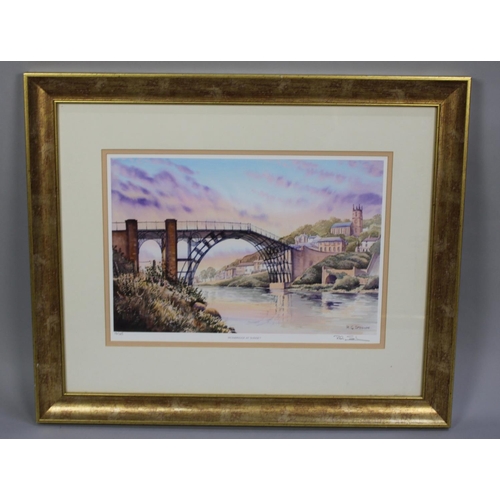 135 - A Framed Limited Edition Print After RG Spendlove, Ironbridge At Sunset, 13/125, 41x38cms