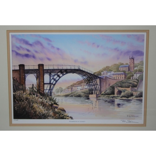 135 - A Framed Limited Edition Print After RG Spendlove, Ironbridge At Sunset, 13/125, 41x38cms