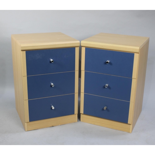 152 - A Pair of Modern Three Drawer Bedside Chests, Each 44.5cms Wide