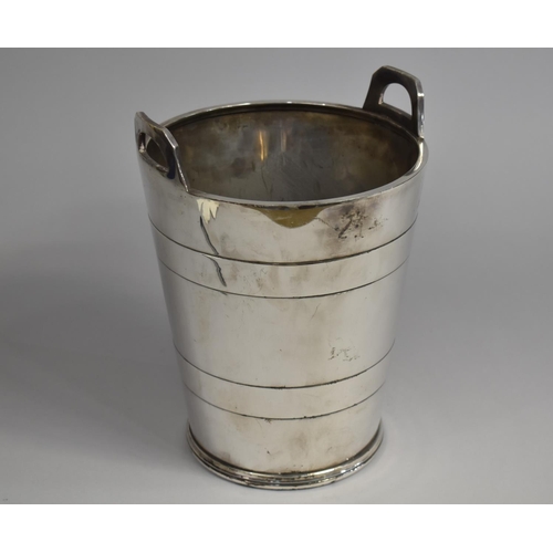 156 - A Nice Quality Silver Plated Two Handled Wine Cooler, Stamped E and Co for Elkington, 20cms Diameter... 