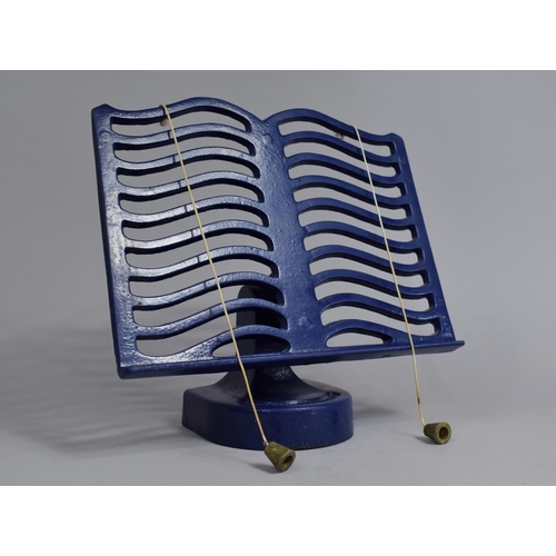 160 - A Modern Blue Enamelled Cast Metal Recipe Book Stand, 26cms Wide