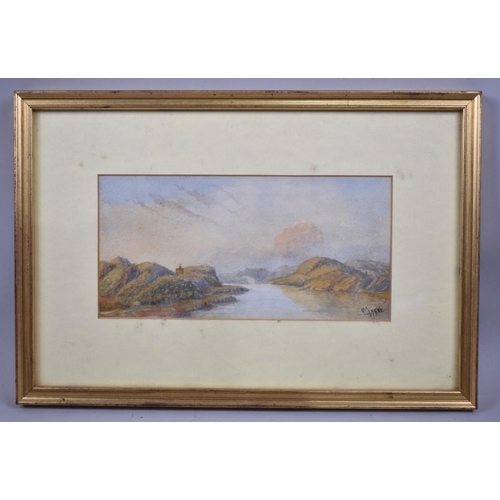 161 - A Gilt Framed Watercolour Depicting Lake Scene, Signed H Clarke 1911, 23x12cm