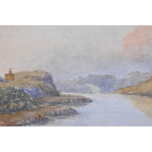 161 - A Gilt Framed Watercolour Depicting Lake Scene, Signed H Clarke 1911, 23x12cm