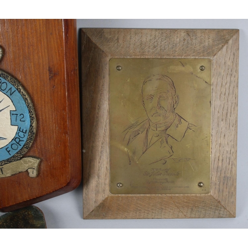 184 - A Collection of Various Militaria to include Leather Holsters, Squadron Plaques, Trench Art Bowl, Be... 