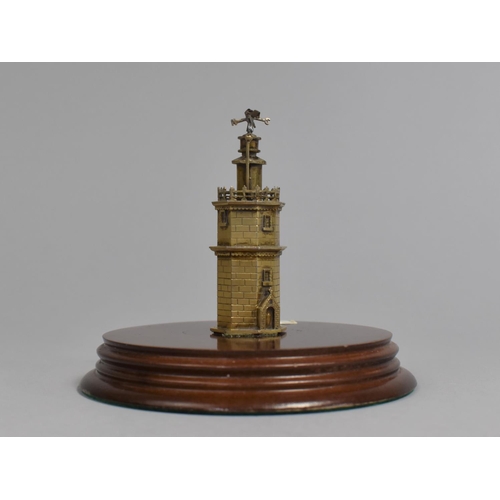 20 - A Miniature 19th Century Model of an Octagonal Tower/Lighthouse with Weathervane Set on Later Circul... 