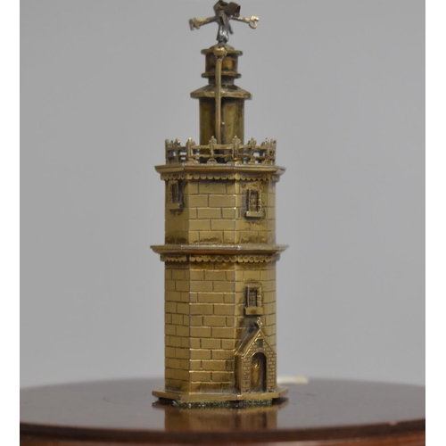 20 - A Miniature 19th Century Model of an Octagonal Tower/Lighthouse with Weathervane Set on Later Circul... 