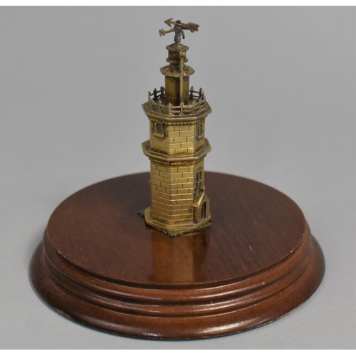 20 - A Miniature 19th Century Model of an Octagonal Tower/Lighthouse with Weathervane Set on Later Circul... 