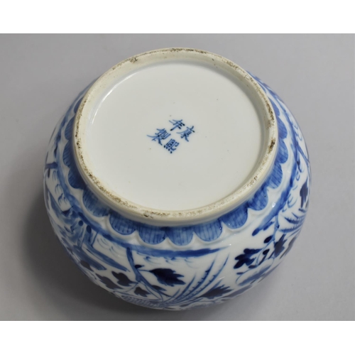 207 - A 19th Century Chinese Porcelain Blue and White Vase of Squat Form Decorated with Birds in Foliage, ... 