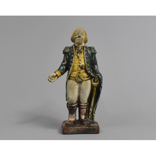 21 - A 19th Century Cold Painted Cast Iron Figural Money Box, 16cms High