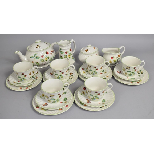 221 - A James Kent Strawberry Pattern Tea Set to Comprise Six Cups, Six Saucers, Six Side Plates, Teapot, ... 