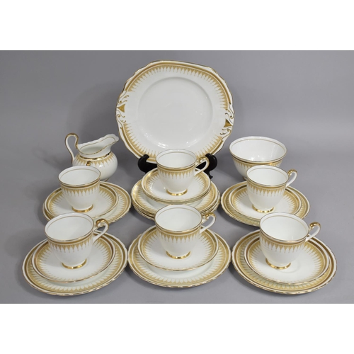 225 - A New Chelsea White and Gilt Trim Tea Set to Comprise Six Cups, Seven Saucers, Eight Side Plates, Su... 