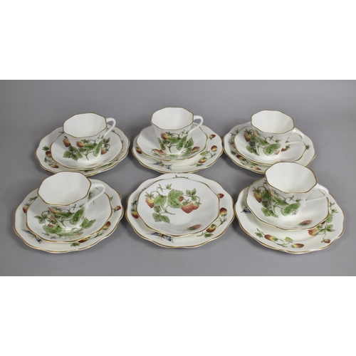 227 - A Coalport Strawberry Pattern Tea Set to Comprise Five Cups, Six Saucers and Six Side Plates