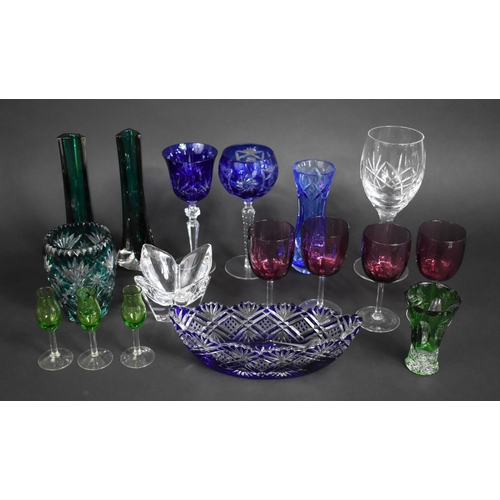 250 - A Collection of Various Glass to Comprise Bohemian Glass Bowl, Vase, Cranberry Glass Etc