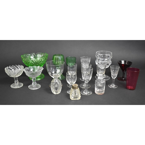 260 - A Collection of Various 19th Century and 20th Century Glass to Comprise Cranberry Beaker, Green Glas... 