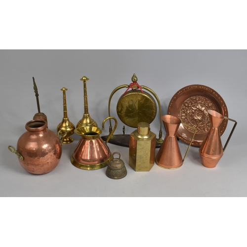 268 - A Collection of Various Metalwares to Comprise Brass Charger, Oriental Tea Caddy, Niello Sprinkler V... 