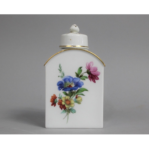 280 - A Continental Porcelain Tea Caddy and Cover Decorated with Floral Garland on White Ground with Gilt ... 