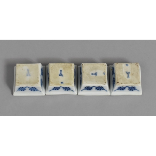 281 - A Set of Four Meissen Porcelain Blue and White Onion Pattern Salts of Square Tapering Form, 4cm Squa... 