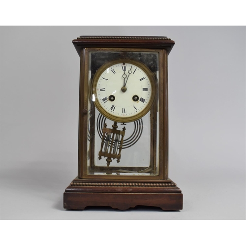 29 - A Late Victorian/Edwardian Four Glass Mantel Clock with French Japy Freres Movement, 27cms High