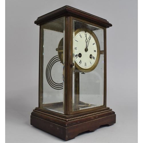 29 - A Late Victorian/Edwardian Four Glass Mantel Clock with French Japy Freres Movement, 27cms High