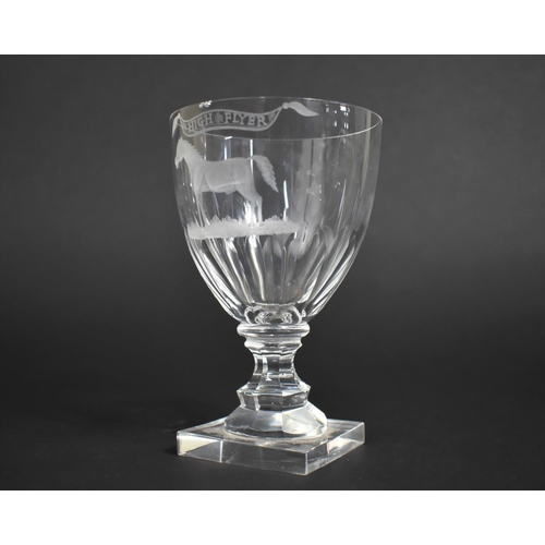 299 - A 19th Century Glass Goblet with Etched Racehorse Motif Titled 