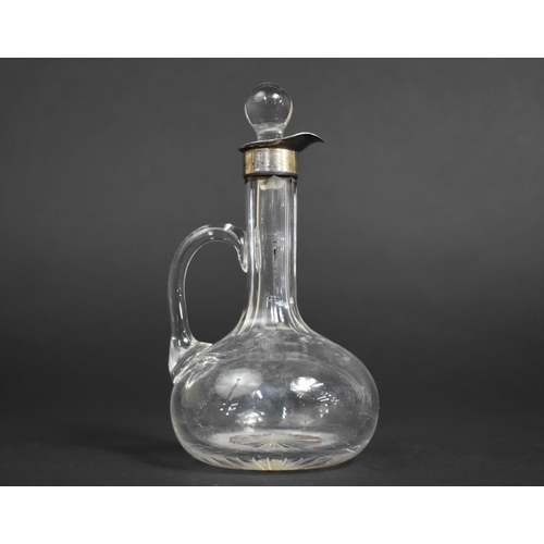 302 - A Glass and Silver Mounted Noggin Jug, 13cm high