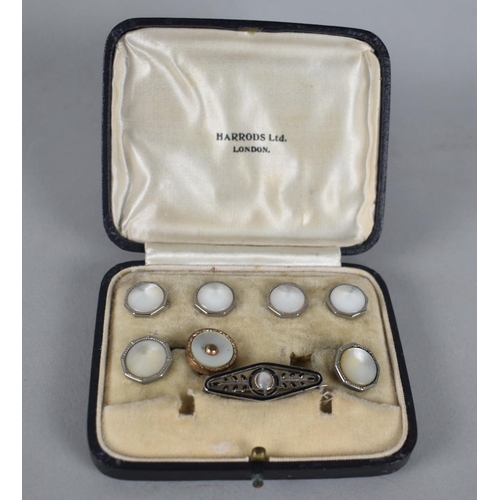 316 - A Boxed String of Pearls Together with a Part Set of Early 20th Century Studs in Harrods Box, Single... 