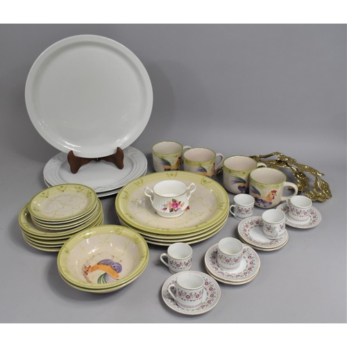 374 - A Collection of Various Ceramics to Comprise Chicken Decorated Breakfast Set, Coffee Cans and Saucer... 