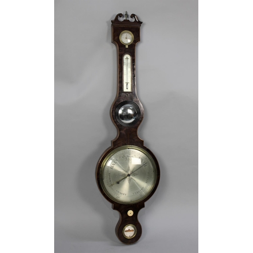 377 - A 19th Century Mahogany String Inlaid Wall Barometer by A Donegan of Edinburgh with Swan Neck Cornic... 