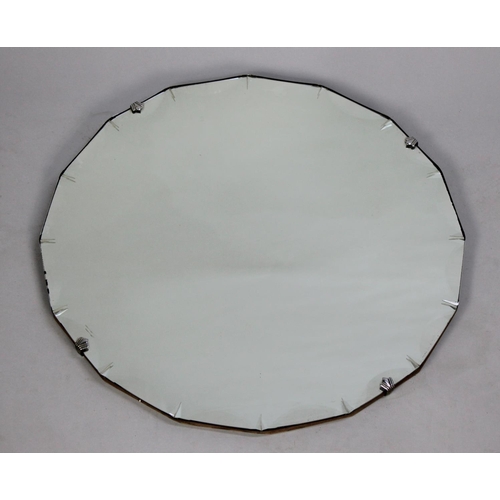 378 - A Vintage Bevel Cut Wall Mirror, 50cm diameter