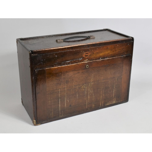 38 - A Vintage Oak Engineers Chest by Burnard and Co, Sliding Top with Carrying Handle to Store and Fall ... 