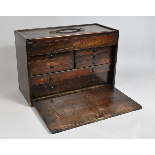 38 - A Vintage Oak Engineers Chest by Burnard and Co, Sliding Top with Carrying Handle to Store and Fall ... 